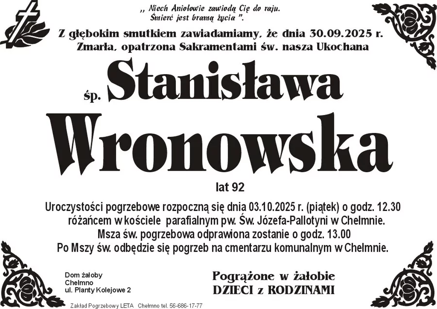 W komentarzach wpisujemy wspomnienia i kondolencje.