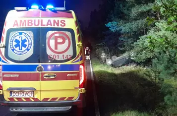 Dachowanie auta w gminie Chełmno/ Fot. KP PSP Chełmno