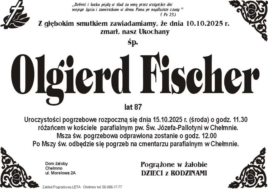 W komentarzach wpisujemy wspomnienia i kondolencje.