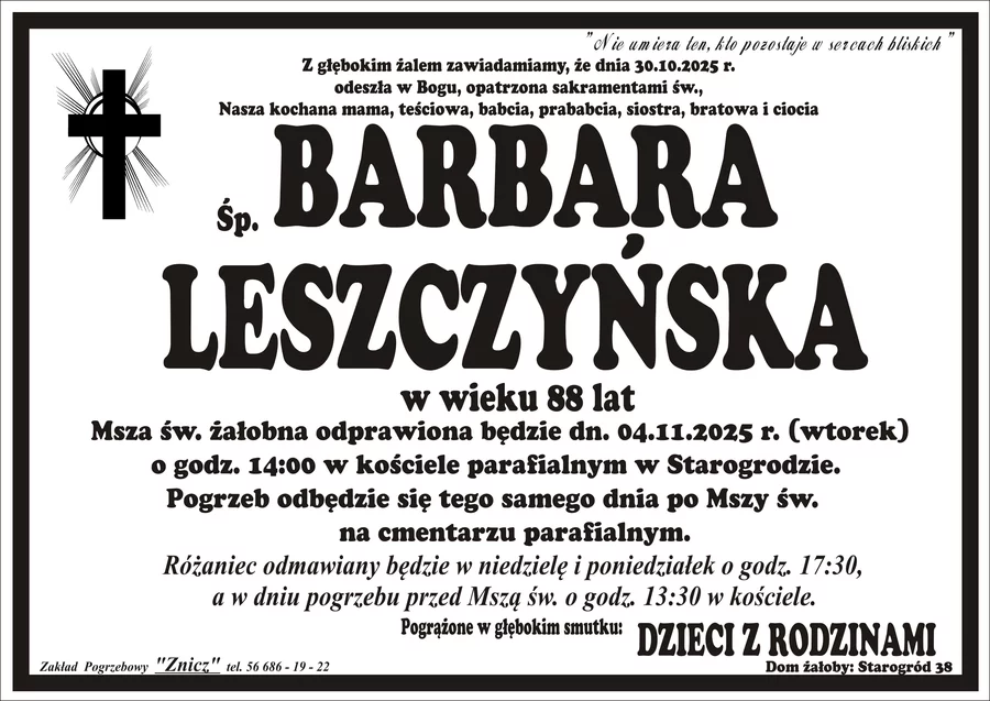W komentarzach wpisujemy wspomnienia i kondolencje.