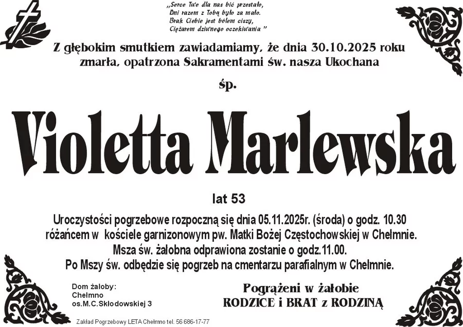 W komentarzach wpisujemy wspomnienia i kondolencje.