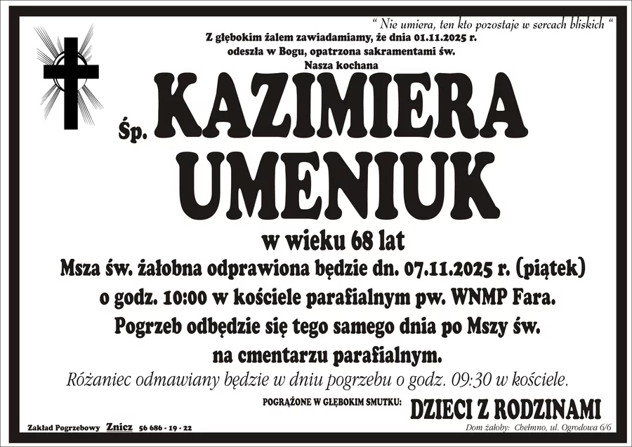 W komentarzach wpisujemy wspomnienia i kondolencje.