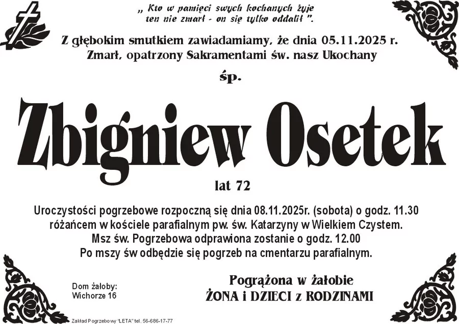 W komentarzach wpisujemy wspomnienia i kondolencje.
