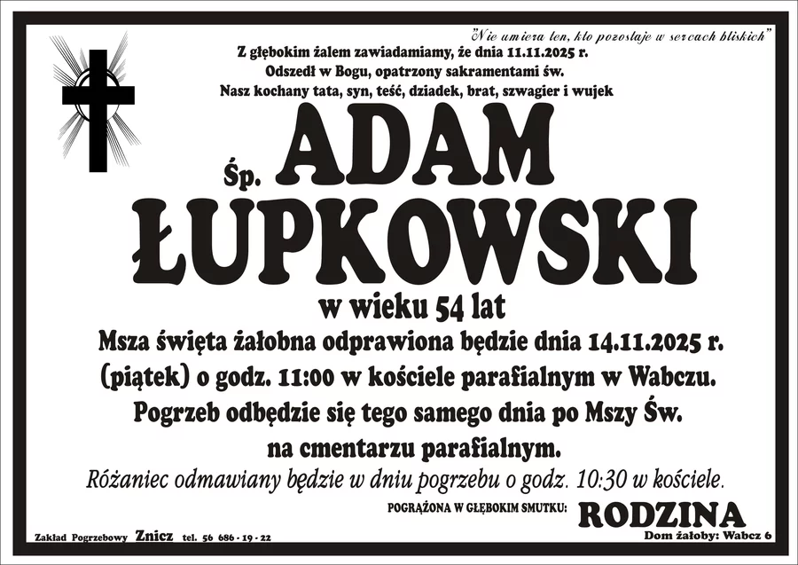W komentarzach wpisujemy wspomnienia i kondolencje.