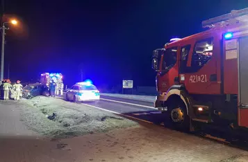 Dachowanie na dk 55 w Wabczu pod Chełmnem/ Fot. KP PSP Chełmno