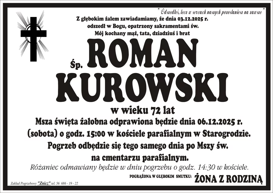 W komentarzach wpisujemy wspomnienia i kondolencje.