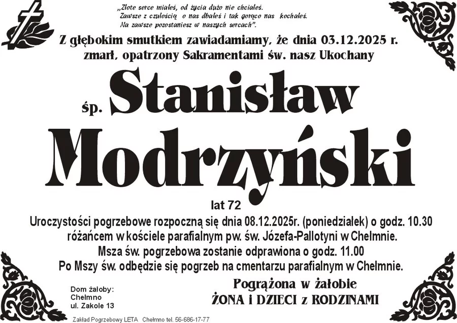 W komentarzach wpisujemy wspomnienia i kondolencje.