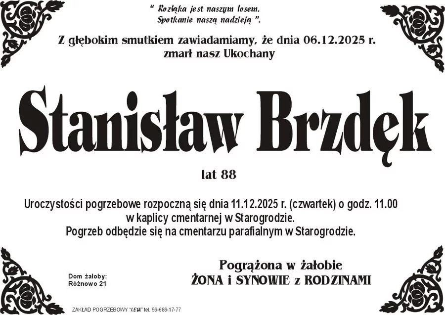 W komentarzach wpisujemy wspomnienia i kondolencje.