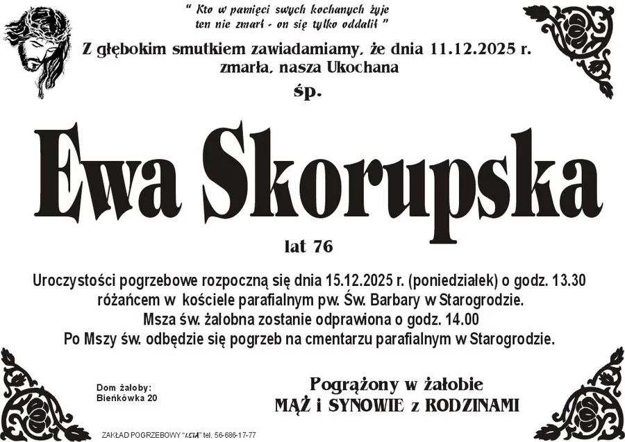 W komentarzach wpisujemy wspomnienia i kondolencje.