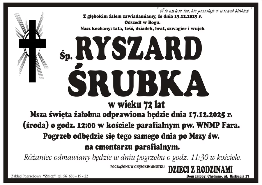 W komentarzach wpisujemy wspomnienia i kondolencje.