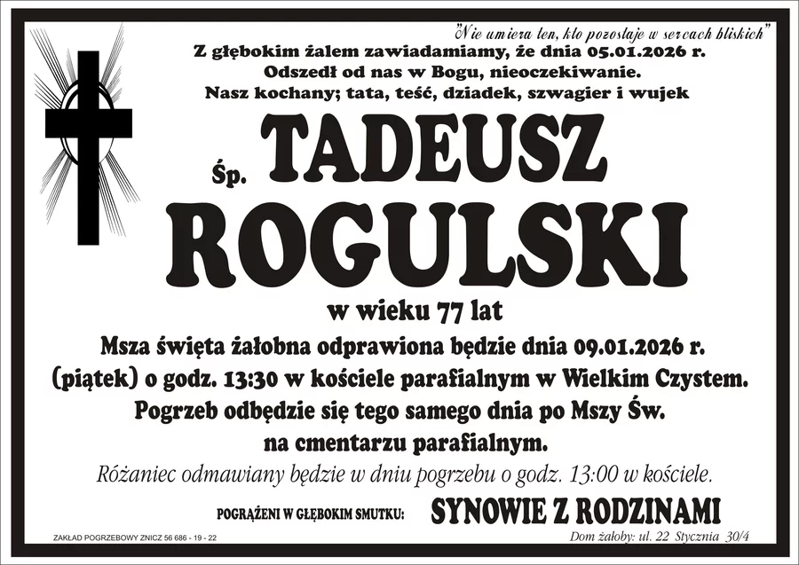 W komentarzach wpisujemy wspomnienia i kondolencje.
