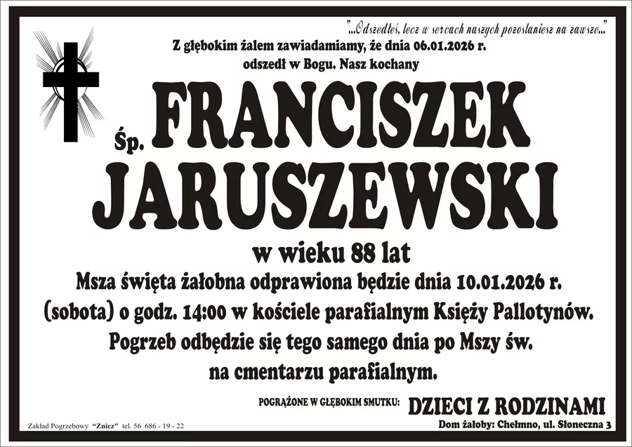 W komentarzach wpisujemy wspomnienia i kondolencje.