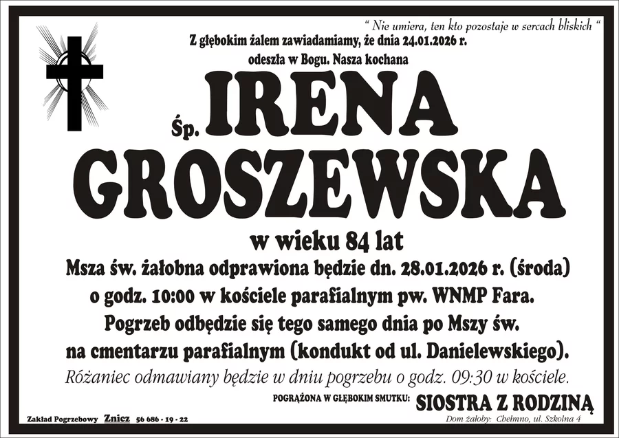 W komentarzach wpisujemy wspomnienia i kondolencje.