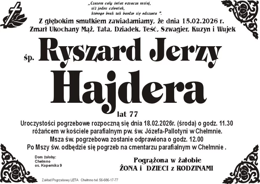 W komentarzach wpisujemy wspomnienia i kondolencje.