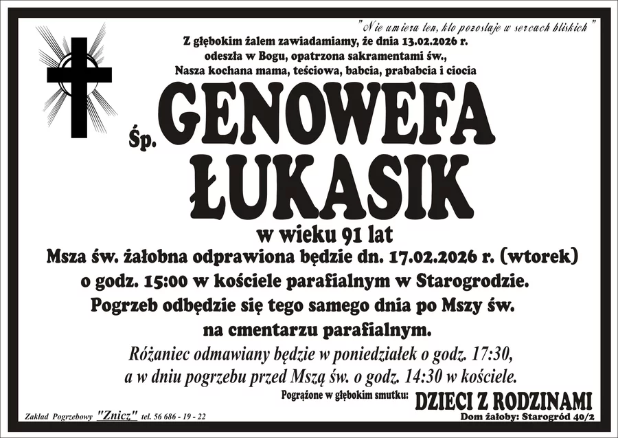 W komentarzach wpisujemy wspomnienia i kondolencje.