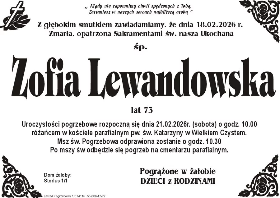 W komentarzach wpisujemy wspomnienia i kondolencje.