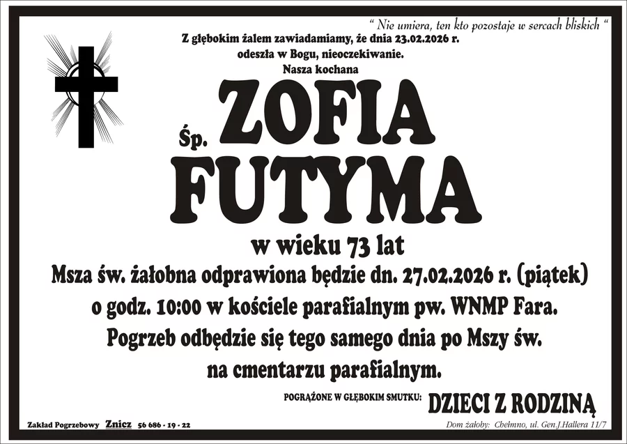 W komentarzach wpisujemy wspomnienia i kondolencje.