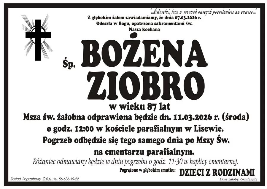W komentarzach wpisujemy wspomnienia i kondolencje.