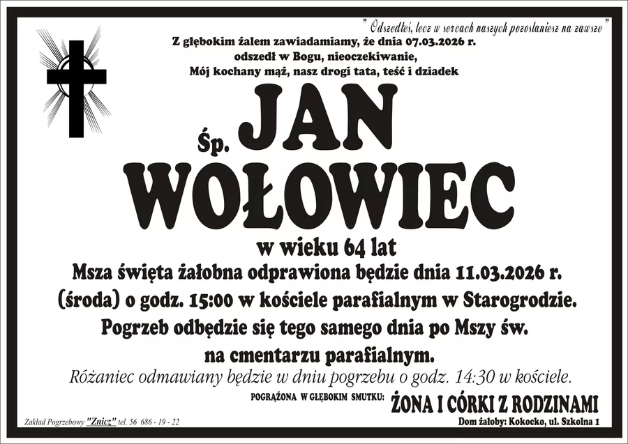 W komentarzach wpisujemy wspomnienia i kondolencje.