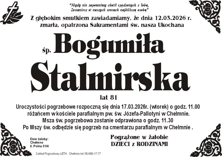 W komentarzach wpisujemy wspomnienia i kondolencje.
