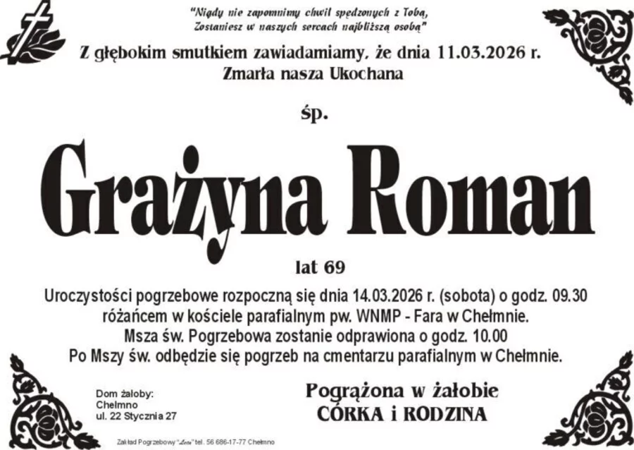 W komentarzach wpisujemy wspomnienia i kondolencje.