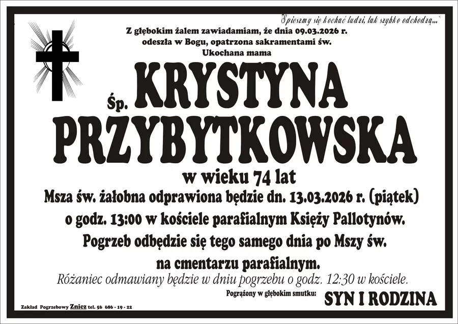 W komentarzach wpisujemy wspomnienia i kondolencje.