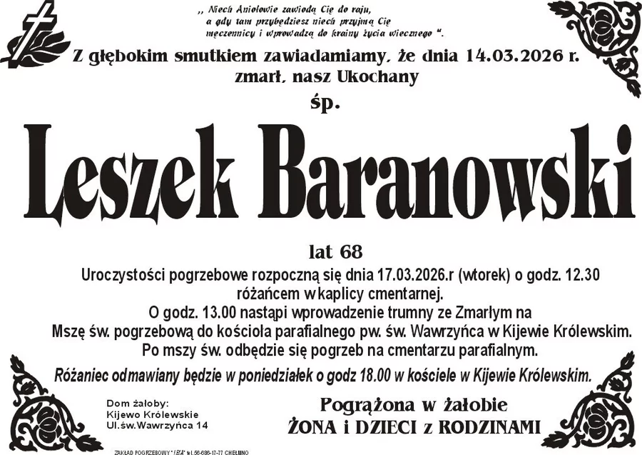 W komentarzach wpisujemy wspomnienia i kondolencje.