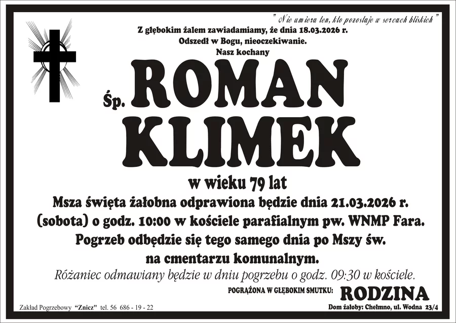 W komentarzach wpisujemy wspomnienia i kondolencje.