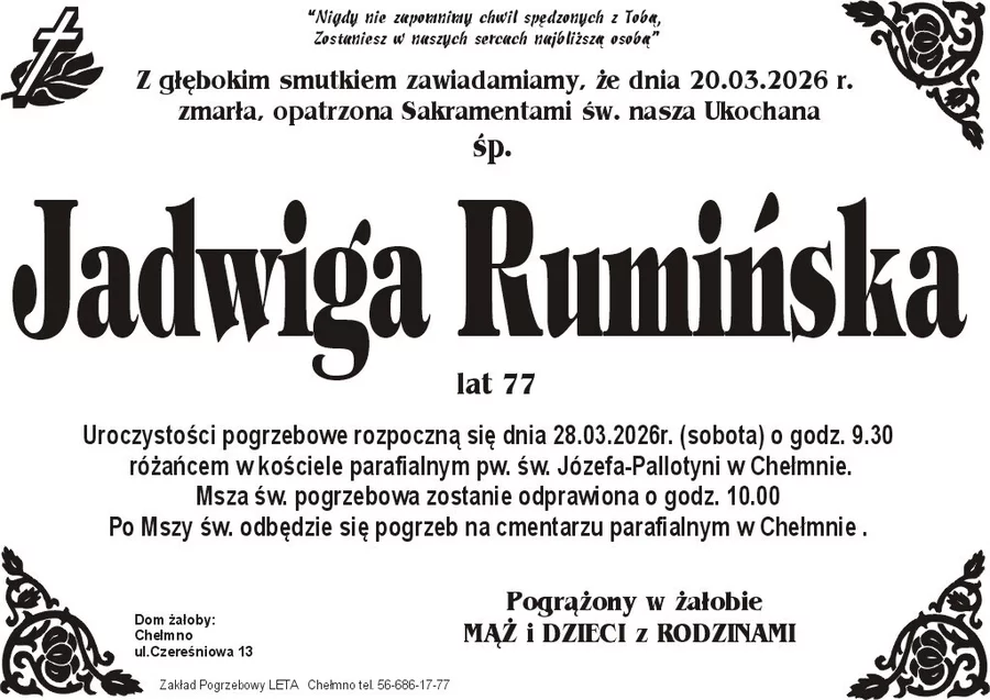 W komentarzach wpisujemy wspomnienia i kondolencje.