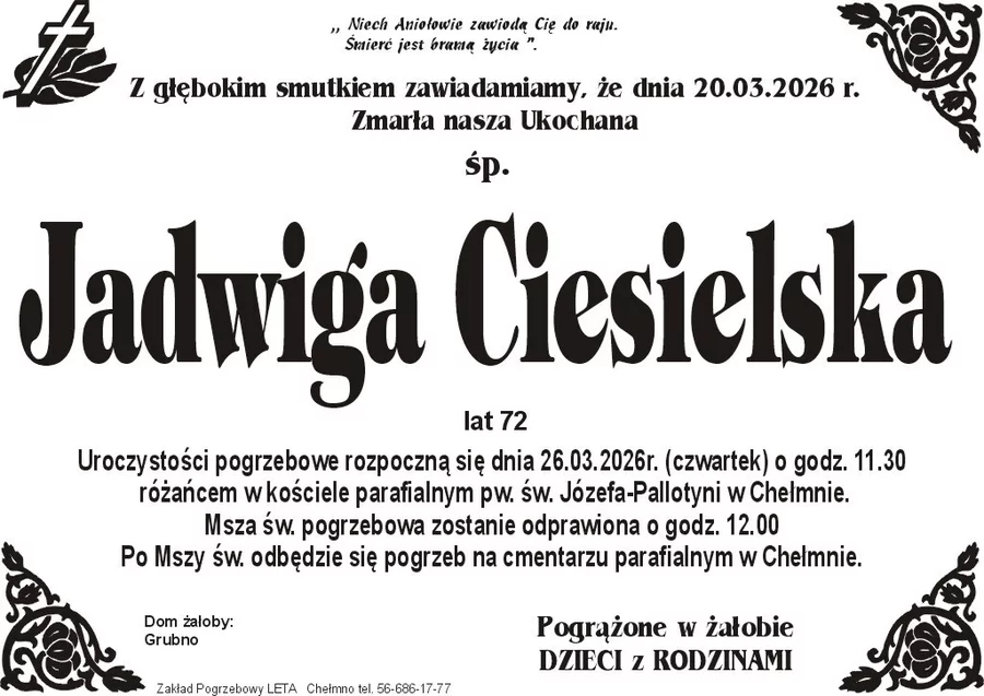W komentarzach wpisujemy wspomnienia i kondolencje.