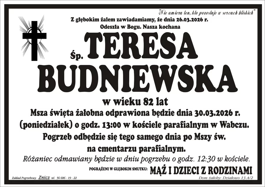 W komentarzach wpisujemy wspomnienia i kondolencje.