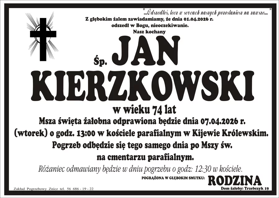 W komentarzach wpisujemy wspomnienia i kondolencje.