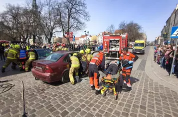 Ćwiczenia służb ratunkowych na rynku w Chełmnie/ Fot. KP PSP Chełmno