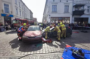Ćwiczenia służb ratunkowych na rynku w Chełmnie/ Fot. KP PSP Chełmno