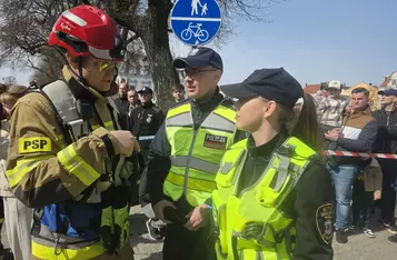 Ćwiczenia służb ratunkowych na rynku w Chełmnie/ Fot. KP PSP Chełmno