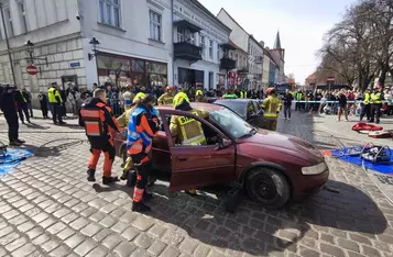 Ćwiczenia służb ratunkowych na rynku w Chełmnie/ Fot. KP PSP Chełmno