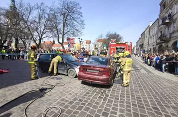 Ćwiczenia służb ratunkowych na rynku w Chełmnie/ Fot. KP PSP Chełmno