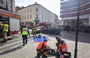 Ćwiczenia służb ratunkowych na rynku w Chełmnie/ Fot. KP PSP Chełmno