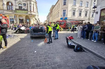 Ćwiczenia służb ratunkowych na rynku w Chełmnie/ Fot. KP PSP Chełmno