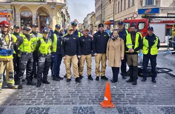 Ćwiczenia służb ratunkowych na rynku w Chełmnie/ Fot. KP PSP Chełmno