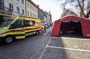 Ćwiczenia służb ratunkowych na rynku w Chełmnie/ Fot. KP PSP Chełmno