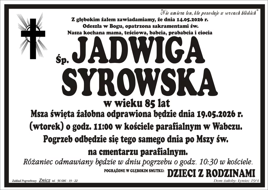 W komentarzach wpisujemy wspomnienia i kondolencje.