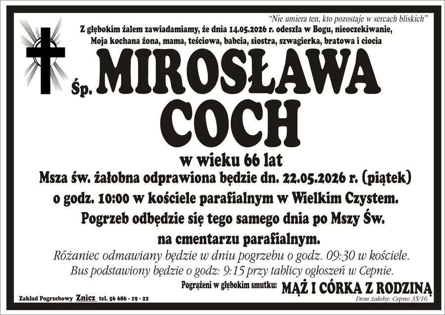 W komentarzach wpisujemy wspomnienia i kondolencje.