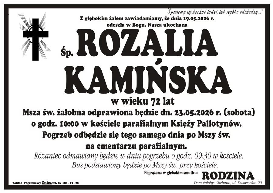 W komentarzach wpisujemy wspomnienia i kondolencje.