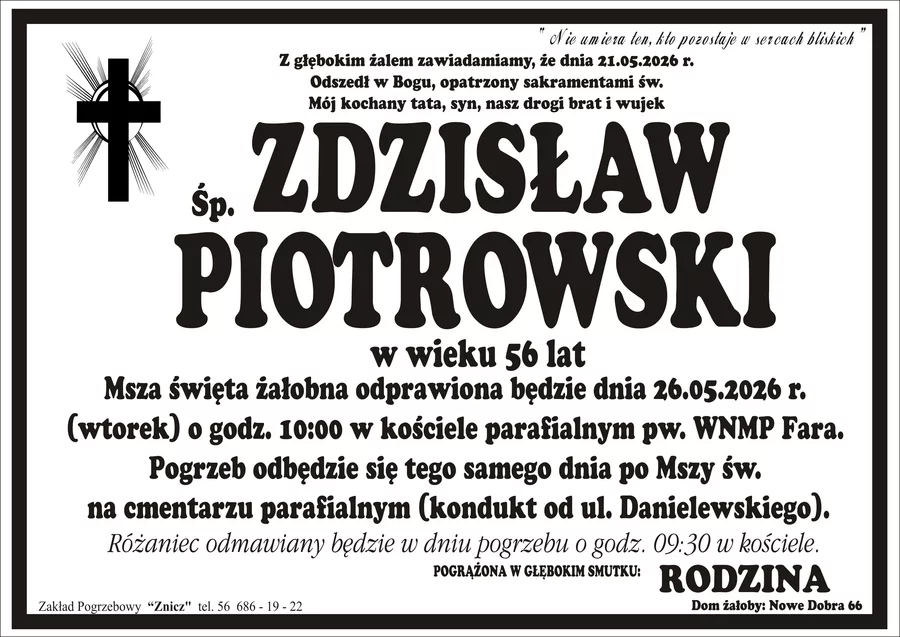 W komentarzach wpisujemy wspomnienia i kondolencje.
