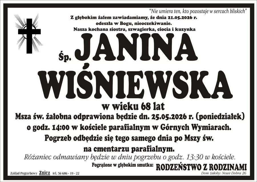 W komentarzach wpisujemy wspomnienia i kondolencje.