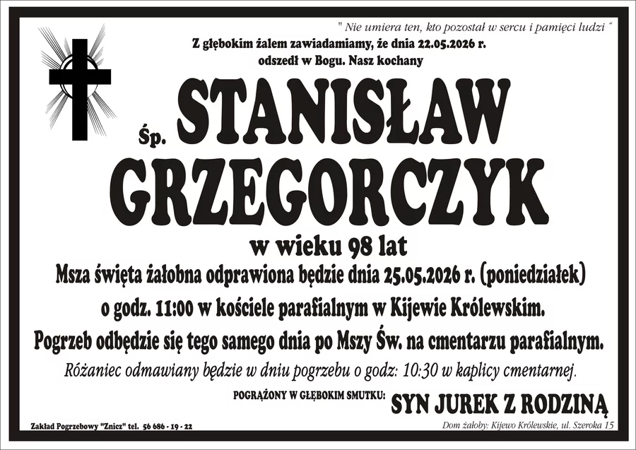 W komentarzach wpisujemy wspomnienia i kondolencje.