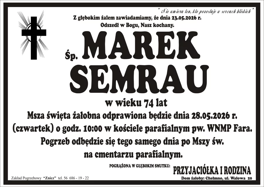 W komentarzach wpisujemy wspomnienia i kondolencje.