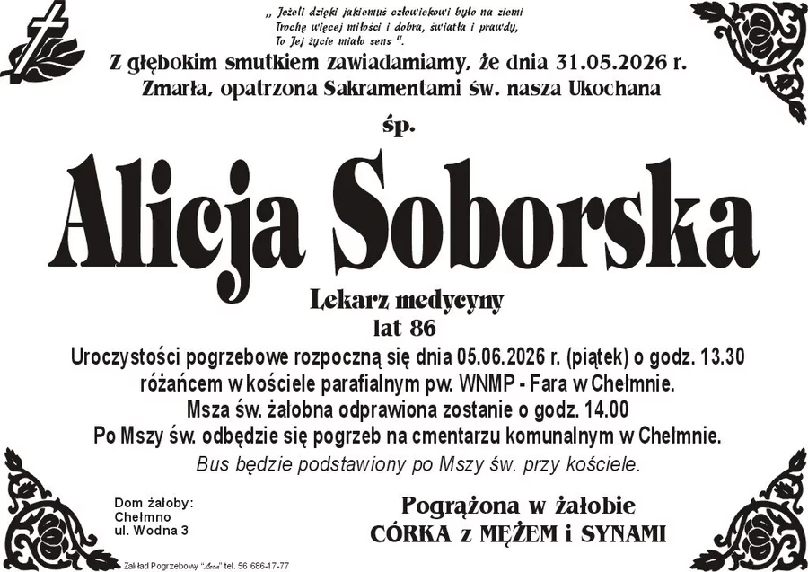 W komentarzach wpisujemy wspomnienia i kondolencje.