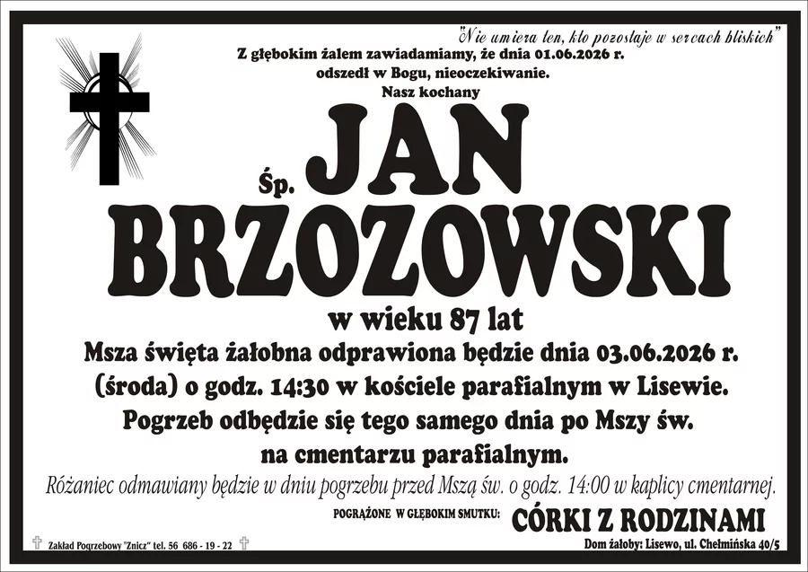 W komentarzach wpisujemy wspomnienia i kondolencje.